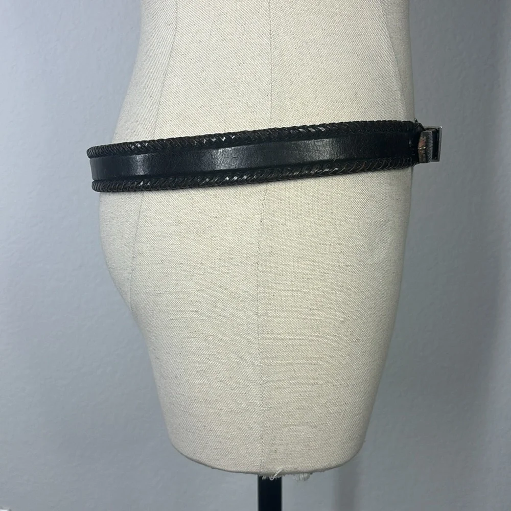 Brighton brown and silver leather braided vintage belt size 34 style 65803